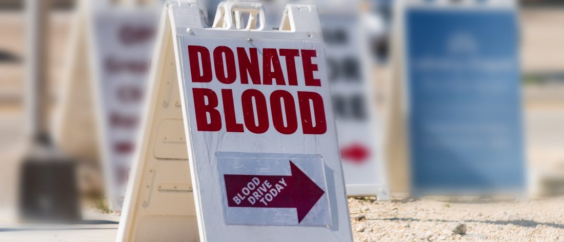 Blood donation sign