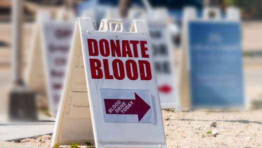 Blood donation sign