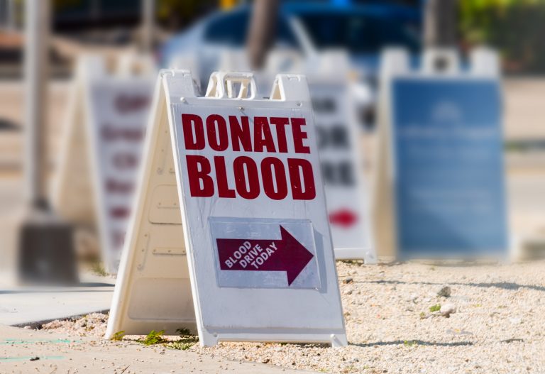 Blood donation sign