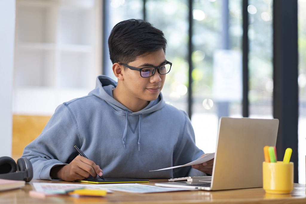 Young man using computer