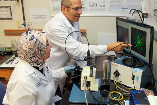 Doctors looking at computer