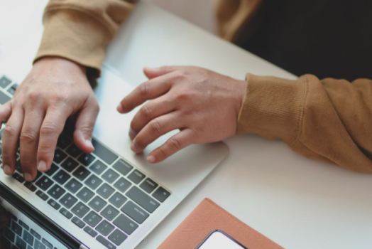 Hands on laptop