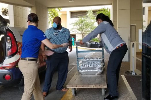 man and women with cart