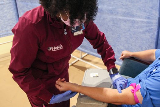 Nurse doing blood test