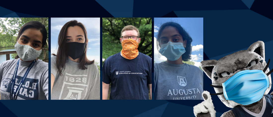 image of 4 students wearing face masks