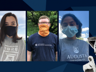 image of 4 students wearing face masks
