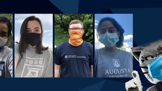 image of 4 students wearing face masks