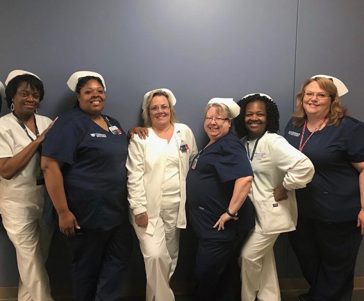 Six nurses pose for a photo