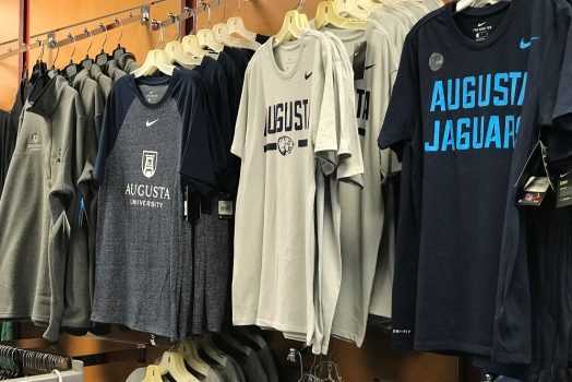 university t-shirts on hangers