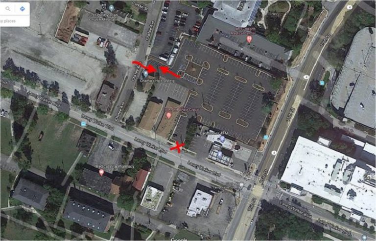 Aerial photo of parking lot