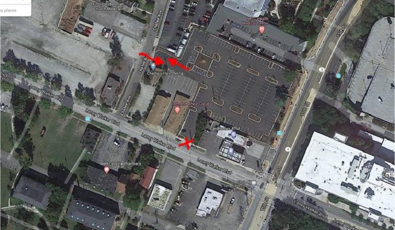 Aerial photo of parking lot