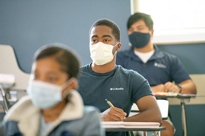 Student in mask