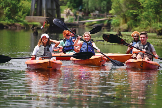 people kayaking