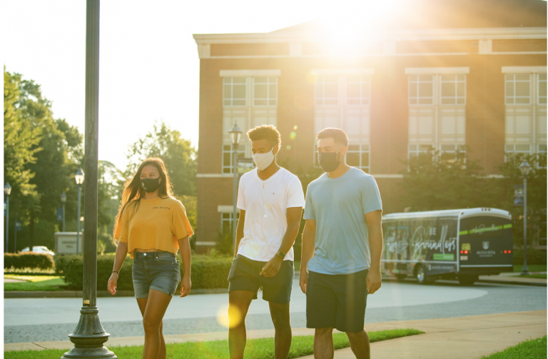 students walking