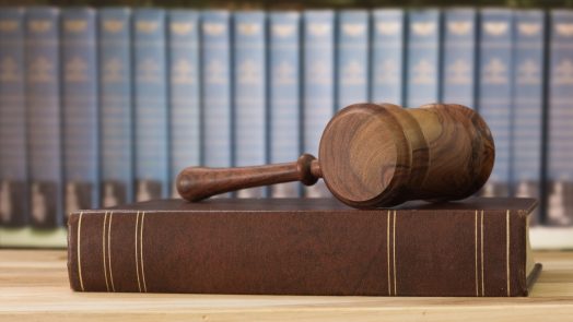 a gavel and a law book