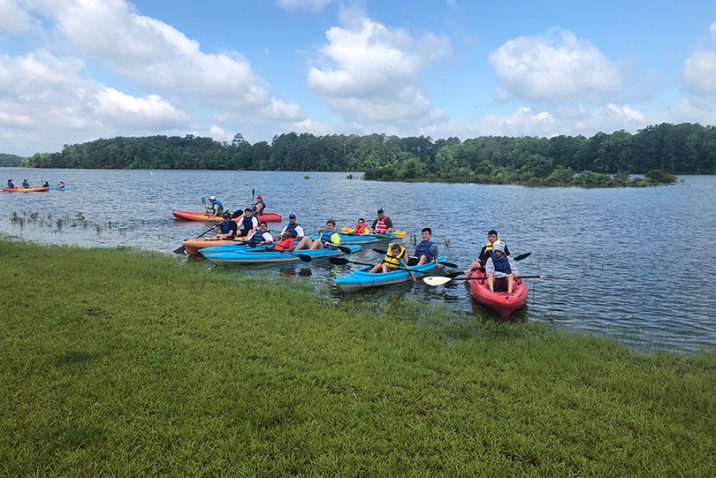 kids in kayaks