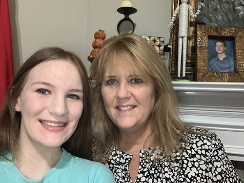 woman and daughter selfie