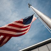 U.S. Flag flying on pole