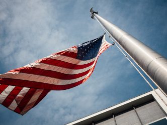 U.S. Flag flying on pole
