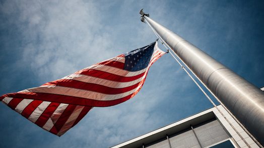 U.S. Flag flying on pole