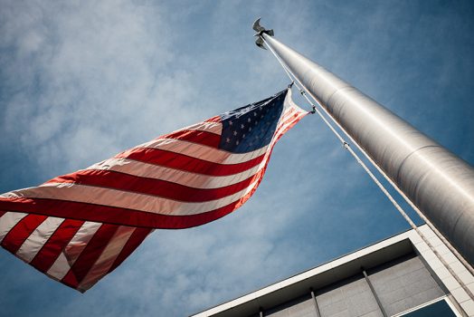 U.S. Flag flying on pole