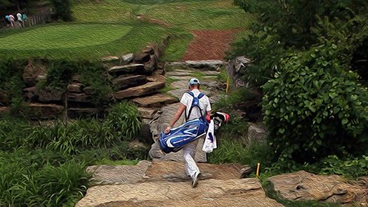 painting of golfer walking