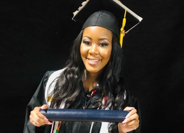 woman in cap and gown