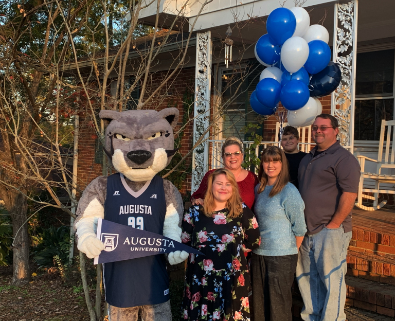 People with mascot