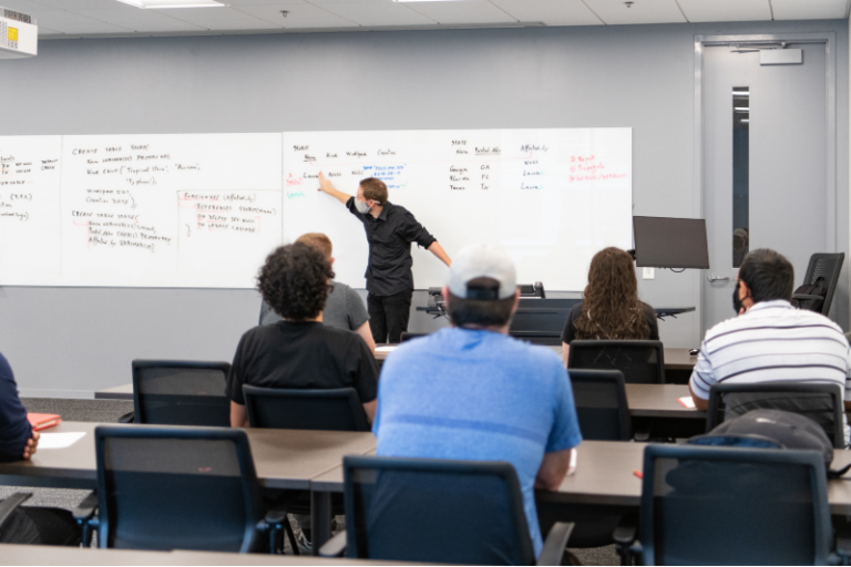 Professor in classroom