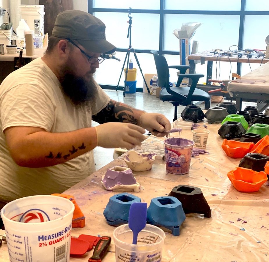 Student making masks