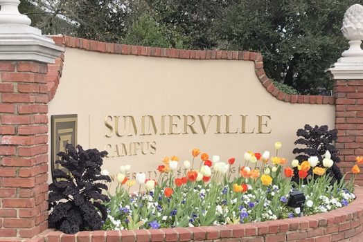 brick and concrete entrance sign