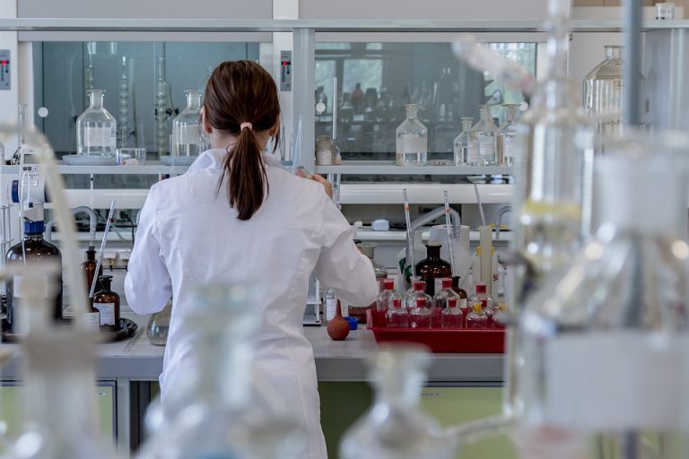 A woman working in a lab