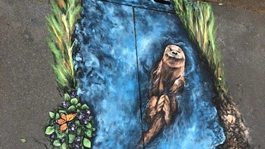 Art mural of otter