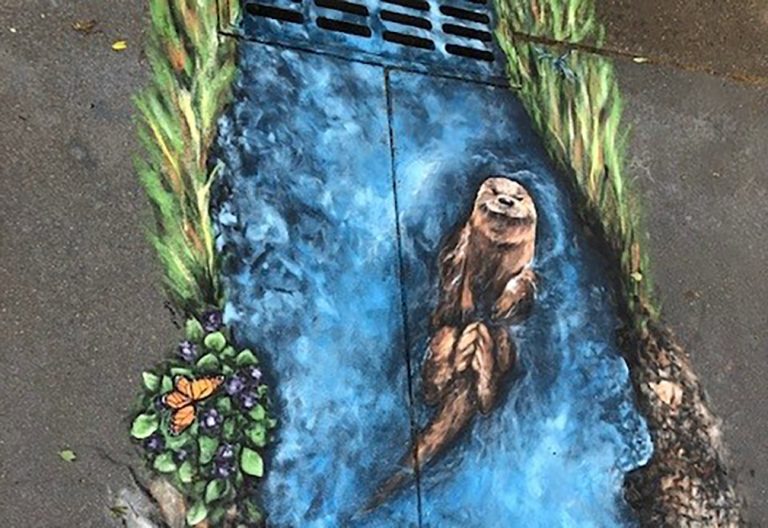 Art mural of otter