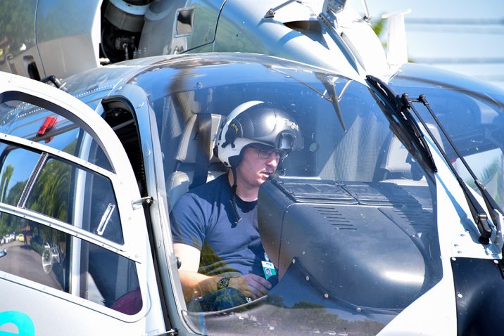 Pilot in helicopter