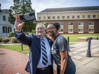 People taking selfie