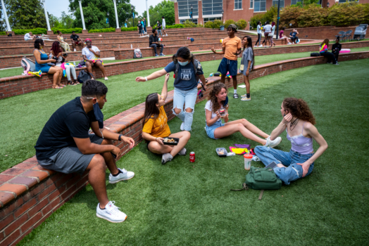 students talking