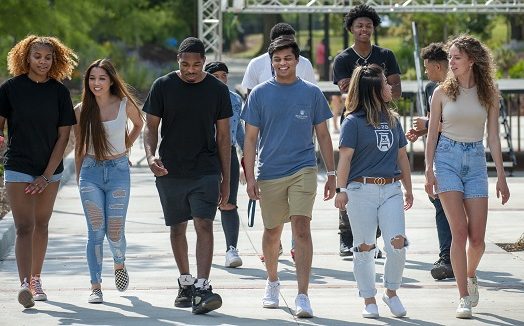 students walking