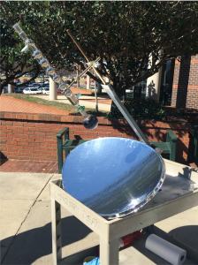 experiment setup with solar dish