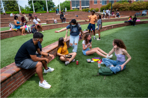 students talking