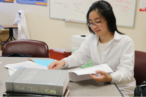 person studying in lab