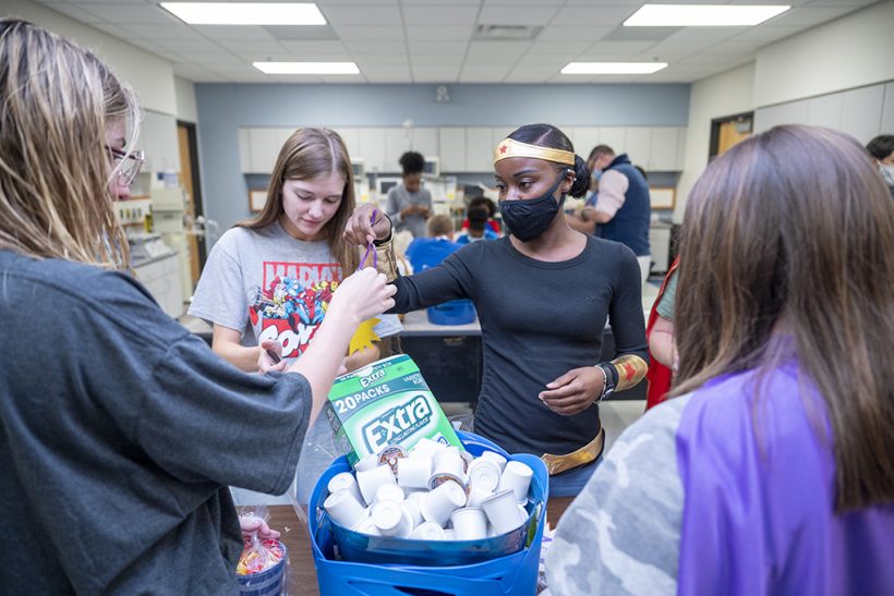 Augusta University students present gift baskets to hospitals to
