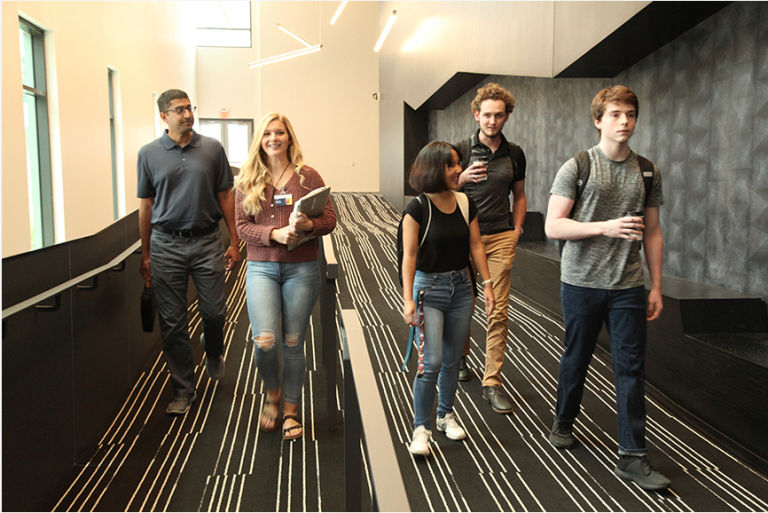 students walking