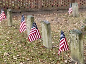 Flags in cemetery