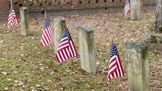 Flags in cemetery