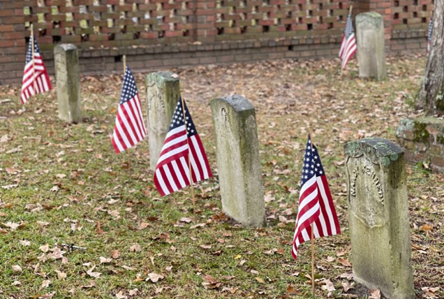 Flags in cemetery
