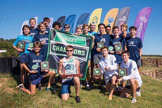 Men with banner