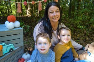 Woman with two children