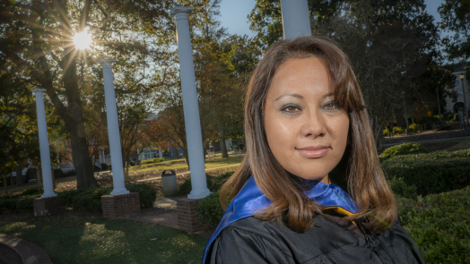 woman in graduation gown