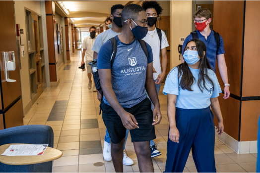 students walking to class